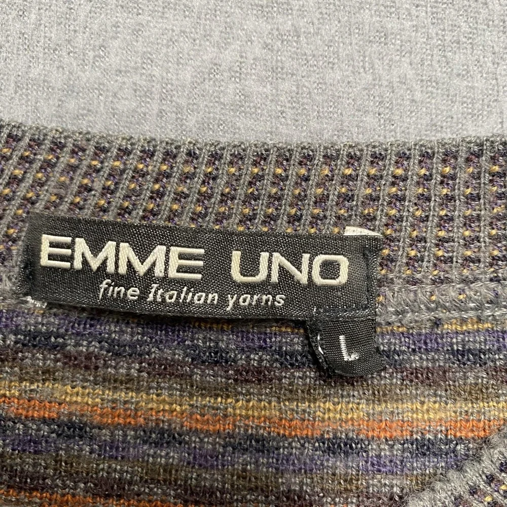 Emme Uno Sweater Mens‎ Large Multicolor Wool Blend Crewneck Pullover Italy Style